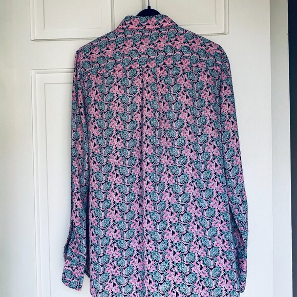 BR drapey blouse shirt, pink/green flowers, Size XS/S - Picture 3 of 8